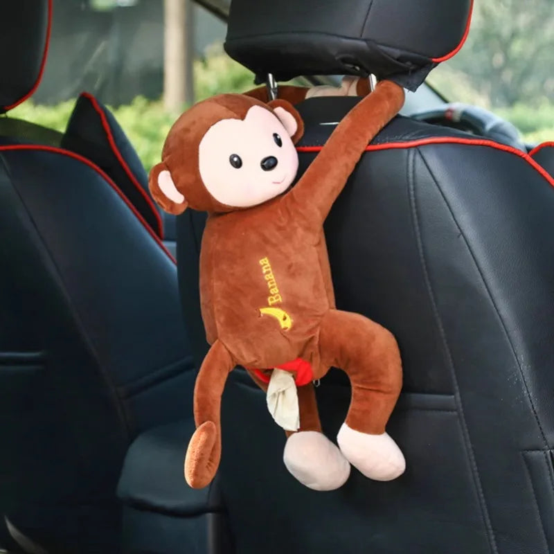 Monkey Tissue Holder for Car, Monkey Butt Tissue Box, Cartoon Animal Hanging Paper Organizer for Office, Home, Car Decoration