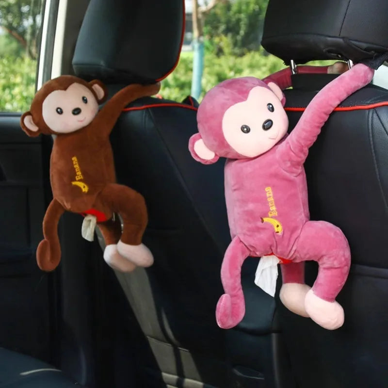 Monkey Tissue Holder for Car, Monkey Butt Tissue Box, Cartoon Animal Hanging Paper Organizer for Office, Home, Car Decoration