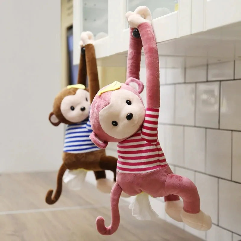 Monkey Tissue Holder for Car, Monkey Butt Tissue Box, Cartoon Animal Hanging Paper Organizer for Office, Home, Car Decoration