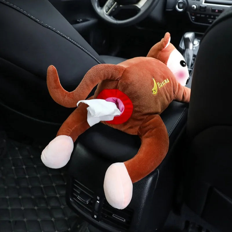 Monkey Tissue Holder for Car, Monkey Butt Tissue Box, Cartoon Animal Hanging Paper Organizer for Office, Home, Car Decoration