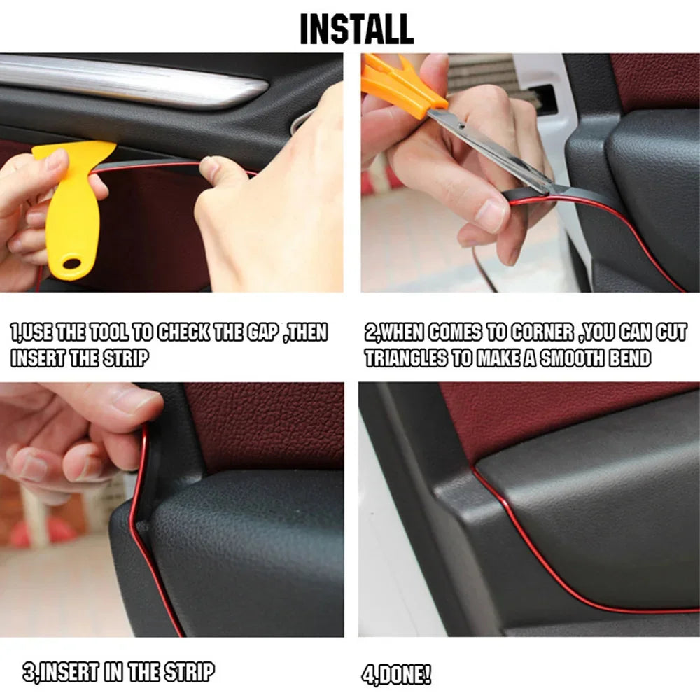 Universal Car Moulding Decoration Flexible Strips 5M/3M Interior Auto Mouldings Car Cover Trim Dashboard Door Car-styling
