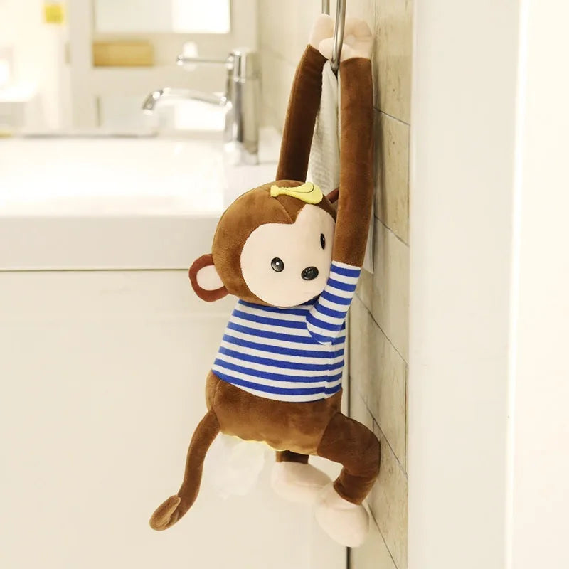 Monkey Tissue Holder for Car, Monkey Butt Tissue Box, Cartoon Animal Hanging Paper Organizer for Office, Home, Car Decoration
