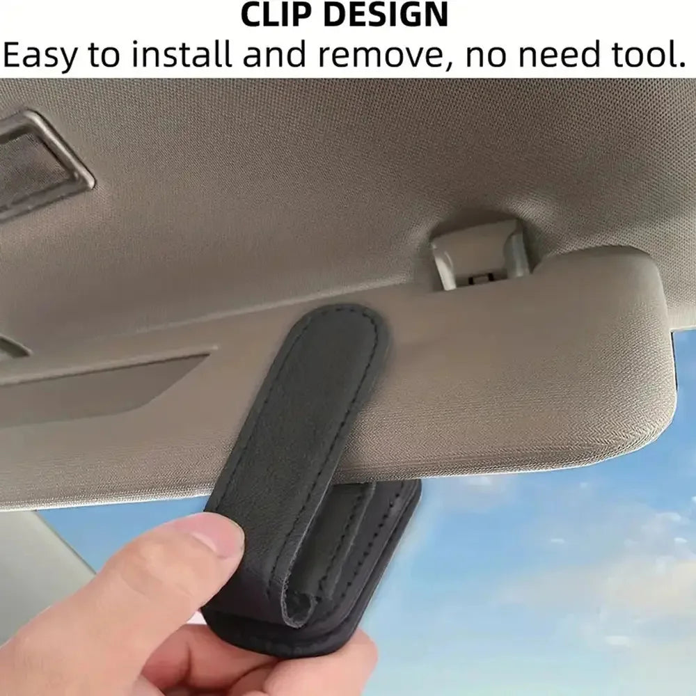 1pcs Sunglasses Holders For Car, Magnetic Genuine Leather Sunglasses Clip For Car Visor, Glasses Hanger Clip, Car Interior Visor