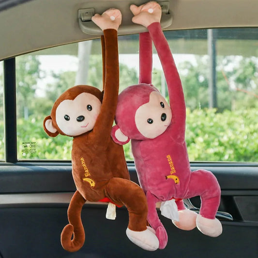 Monkey Tissue Holder for Car, Monkey Butt Tissue Box, Cartoon Animal Hanging Paper Organizer for Office, Home, Car Decoration