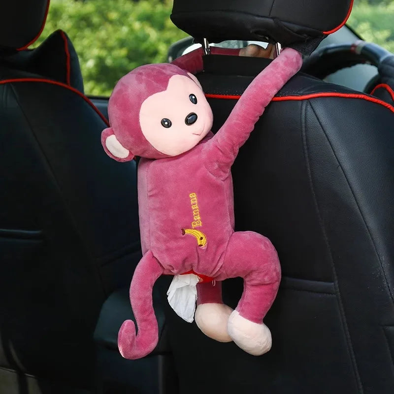 Monkey Tissue Holder for Car, Monkey Butt Tissue Box, Cartoon Animal Hanging Paper Organizer for Office, Home, Car Decoration