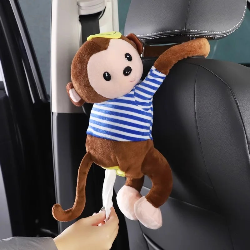Monkey Tissue Holder for Car, Monkey Butt Tissue Box, Cartoon Animal Hanging Paper Organizer for Office, Home, Car Decoration