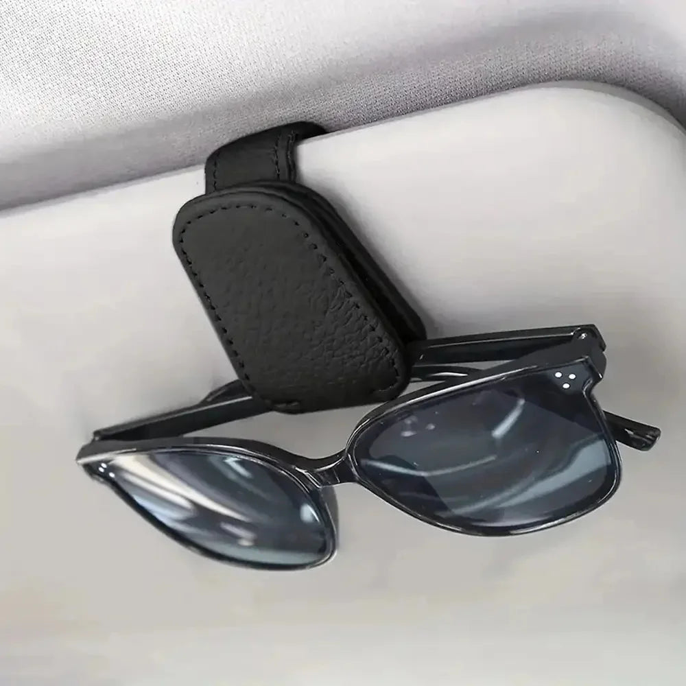 1pcs Sunglasses Holders For Car, Magnetic Genuine Leather Sunglasses Clip For Car Visor, Glasses Hanger Clip, Car Interior Visor