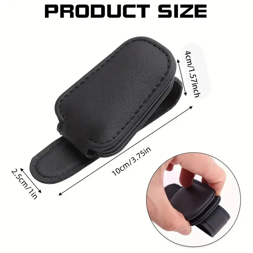 1pcs Sunglasses Holders For Car, Magnetic Genuine Leather Sunglasses Clip For Car Visor, Glasses Hanger Clip, Car Interior Visor